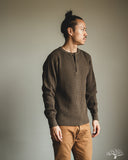 66BW Big Waffle Henley T-Shirt - Brown
