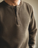 66BW Big Waffle Henley T-Shirt - Brown