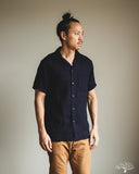 Herrringbone Double Gauze Short-Sleeve Shirt - Indigo