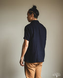 Herrringbone Double Gauze Short-Sleeve Shirt - Indigo