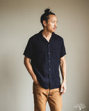 Herrringbone Double Gauze Short-Sleeve Shirt - Indigo