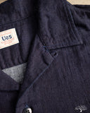 Herrringbone Double Gauze Short-Sleeve Shirt - Indigo