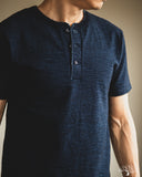 UES No. 7 Yarn-Dyed Indigo Henley T-Shirt