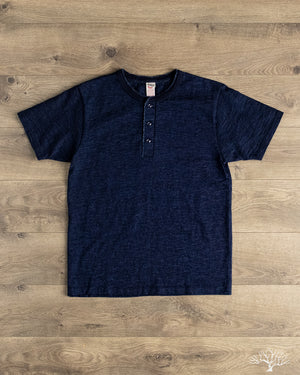 UES No. 7 Yarn-Dyed Indigo Henley T-Shirt