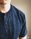 UES No. 7 Yarn-Dyed Indigo Henley T-Shirt