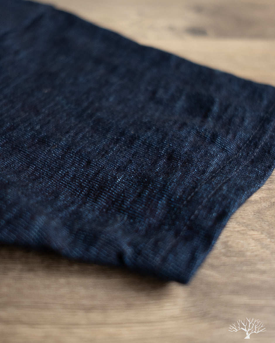 UES No. 7 Yarn-Dyed Indigo Henley T-Shirt