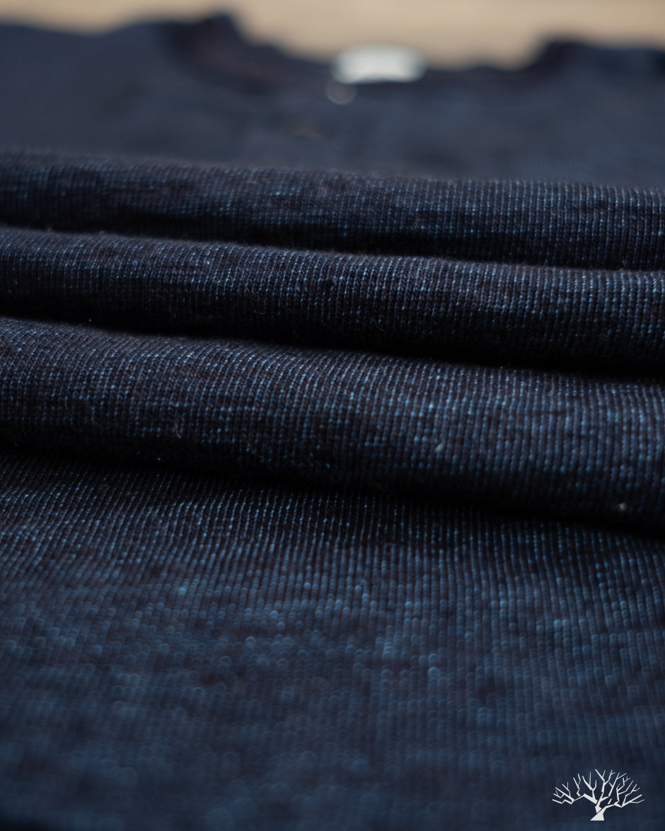 UES No. 7 Yarn-Dyed Indigo Henley T-Shirt
