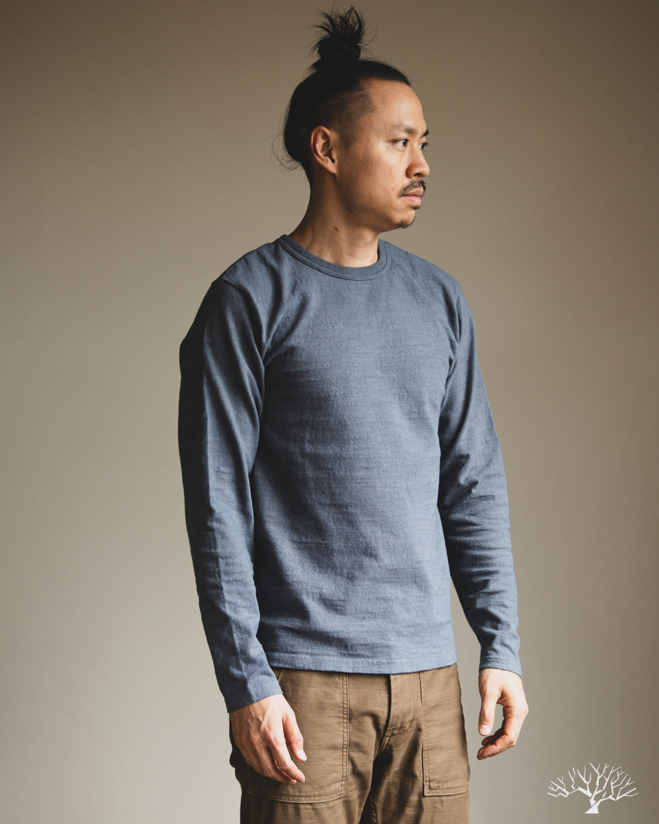 UES No. 8 Slub Nep Long-Sleeve Tee - Grey-Blue
