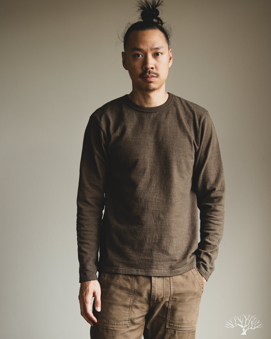UES No. 8 Slub Nep Long-Sleeve Tee - Olive