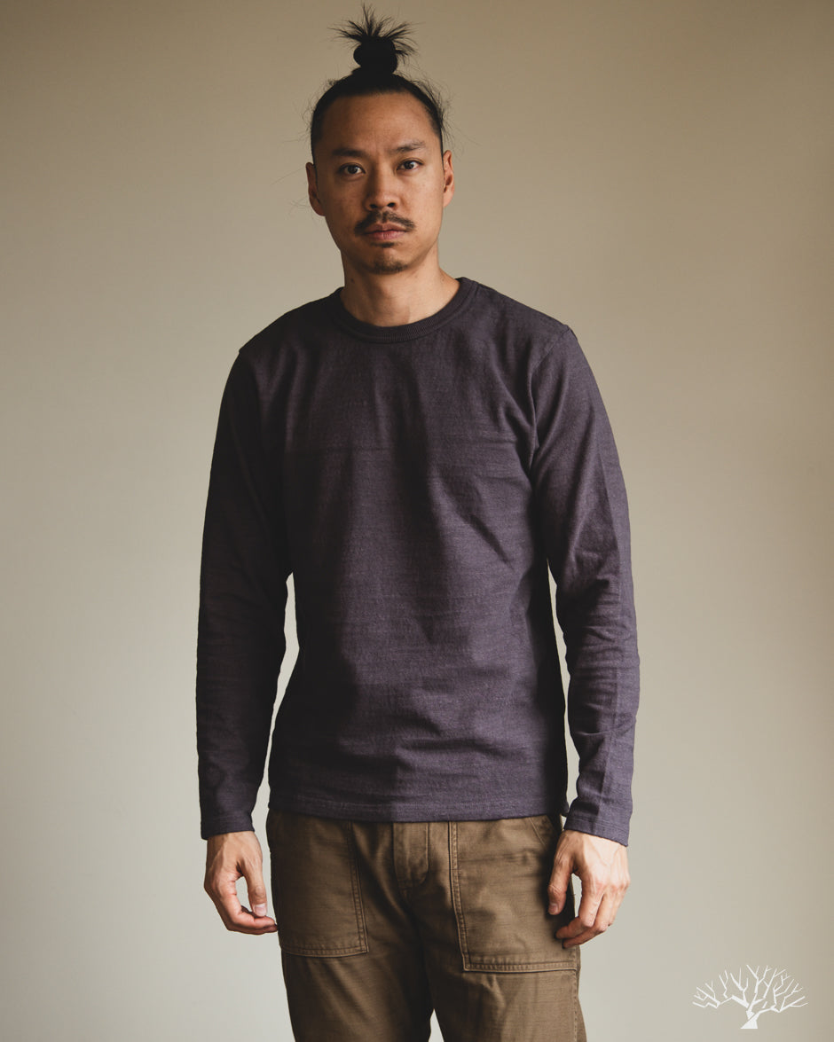 UES No. 8 Slub Nep Long-Sleeve Tee - Purple Navy