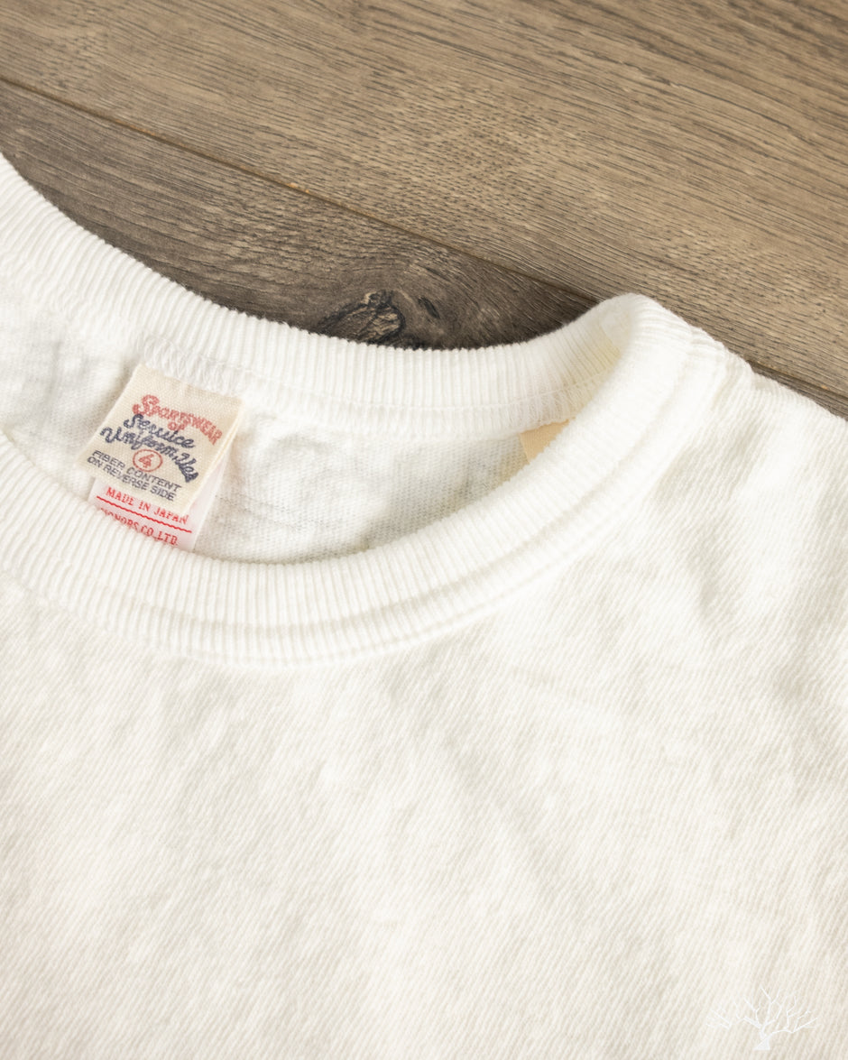 エヌハリfor ÉDIFICE Wool No Sleeve Tee UES - No. 8 Slub Nep Tee - White – Withered Fig