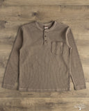 UES Single Rib Knit Long Sleeve Henley T-Shirt - Beige
