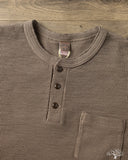 UES Single Rib Knit Long Sleeve Henley T-Shirt - Beige