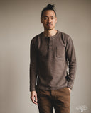 UES Single Rib Knit Long Sleeve Henley T-Shirt - Beige