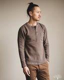 UES Single Rib Knit Long Sleeve Henley T-Shirt - Beige