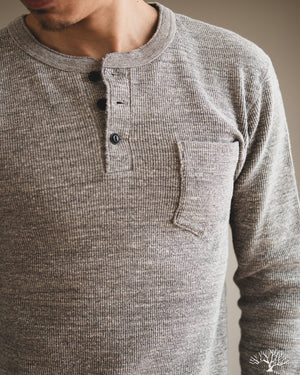 UES - Single Rib Knit Long Sleeve Henley T-Shirt - Gray – Withered Fig