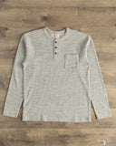 UES Single Rib Knit Long Sleeve Henley T-Shirt - Gray