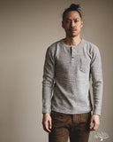 UES Single Rib Knit Long Sleeve Henley T-Shirt - Gray