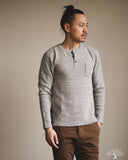 UES Single Rib Knit Long Sleeve Henley T-Shirt - Gray