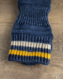 UES SSX-1 Sneaker Socks - Navy - White/Yellow Stripes