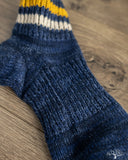 UES SSX-1 Sneaker Socks - Navy - White/Yellow Stripes