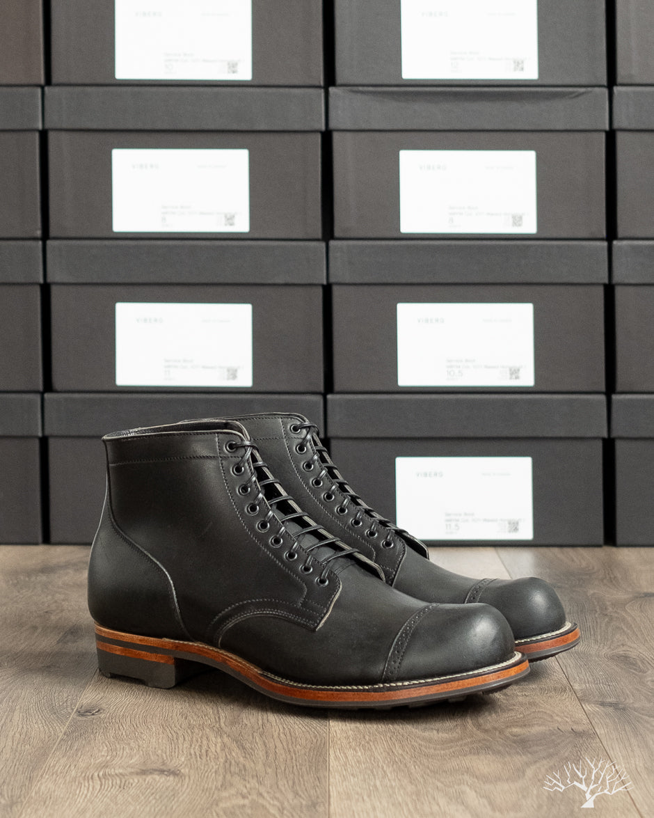 Viberg for Withered Fig Service Boot - Black Waxed Horsebutt - 2040