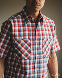 Warehouse Lot 3056 - Short-Sleeve Check Work Shirt - Red/Sax