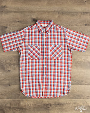 Warehouse Lot 3056 - Short-Sleeve Check Work Shirt - Red/Sax