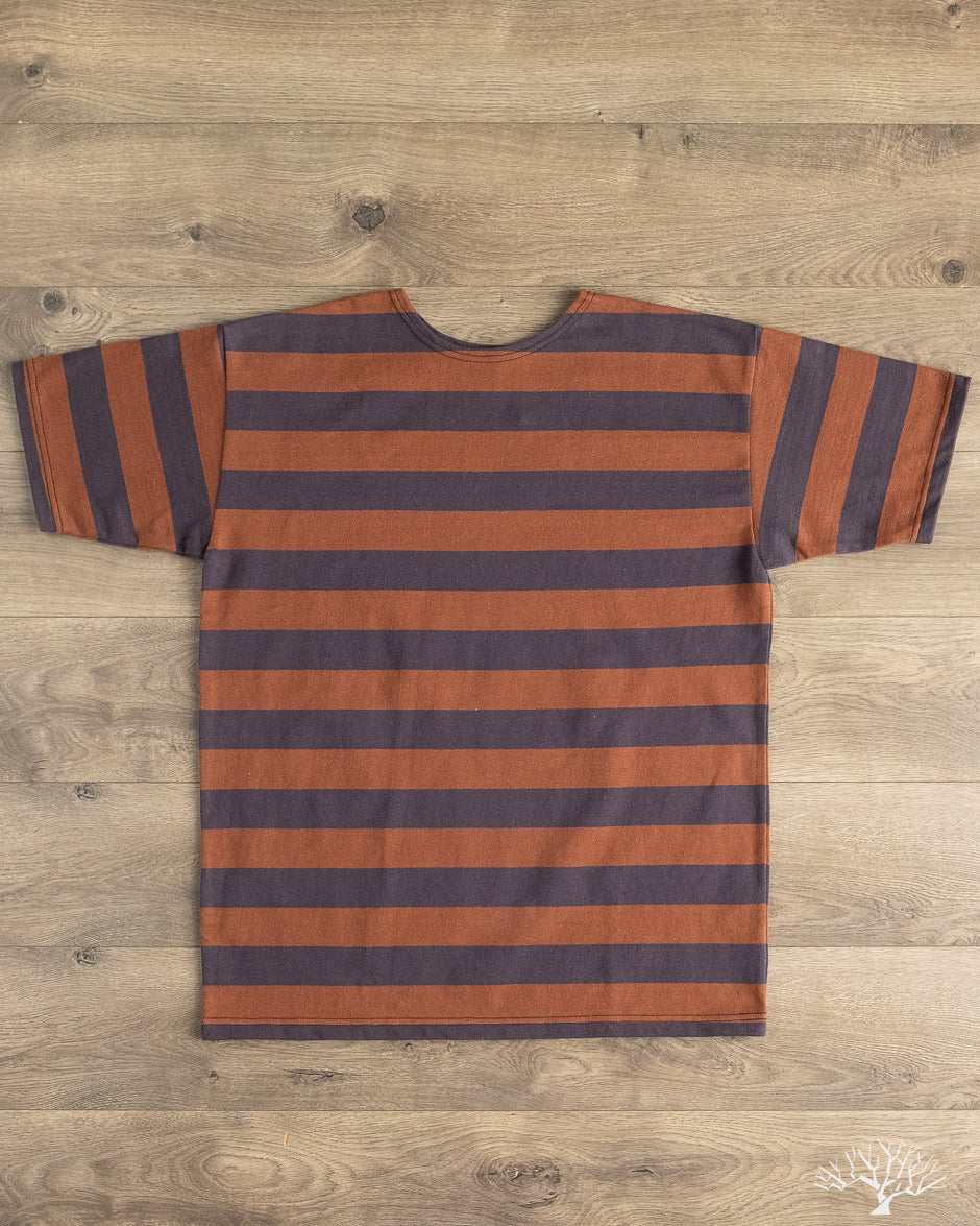 Warehouse - Lot 4050 - Short Sleeve Border Tee - Sumikuro/Brown
