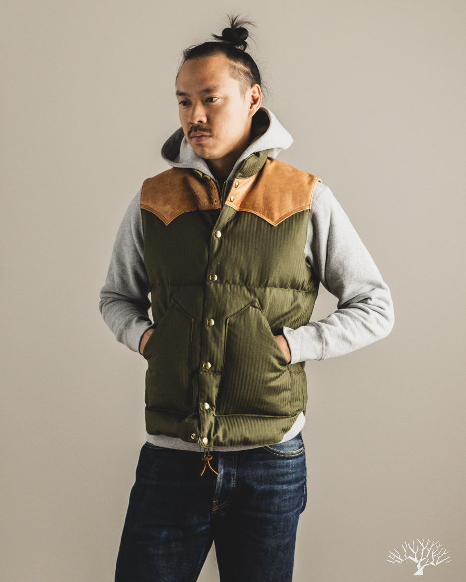 Lot 2226 - Rocky Mountain x Warehouse HBT Down Vest - Olive Drab
