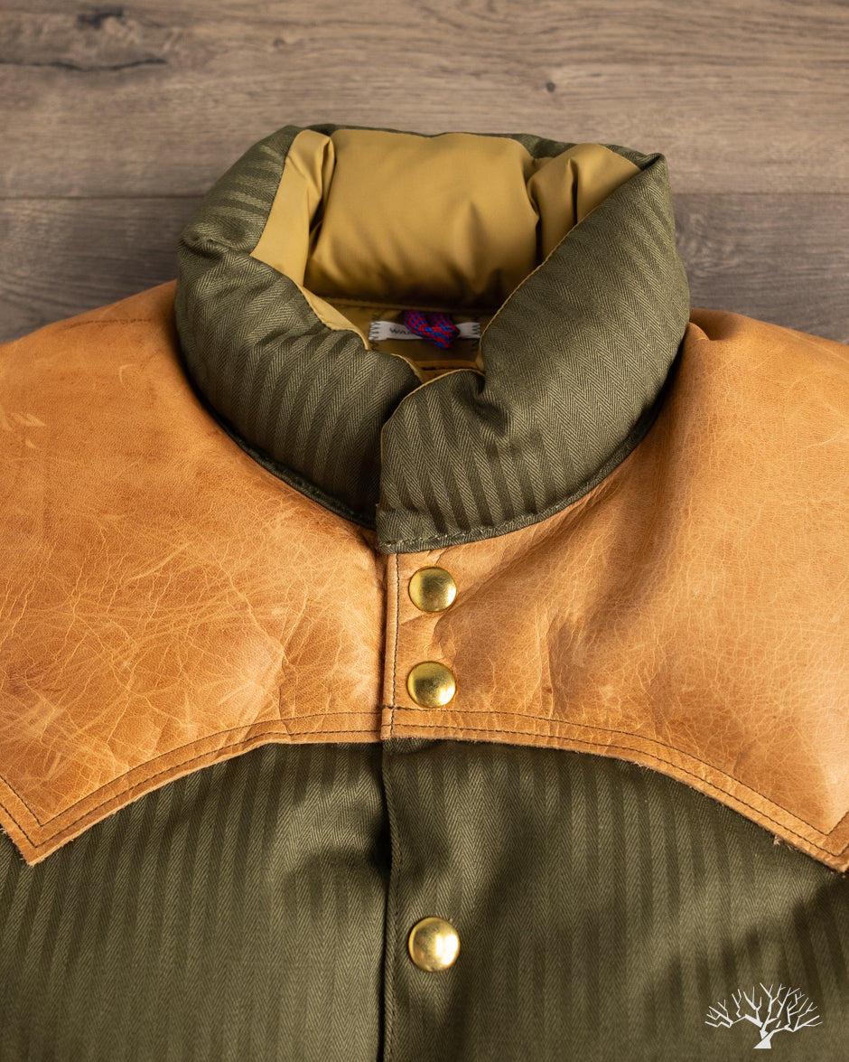 Lot 2226 - Rocky Mountain x Warehouse HBT Down Vest - Olive Drab