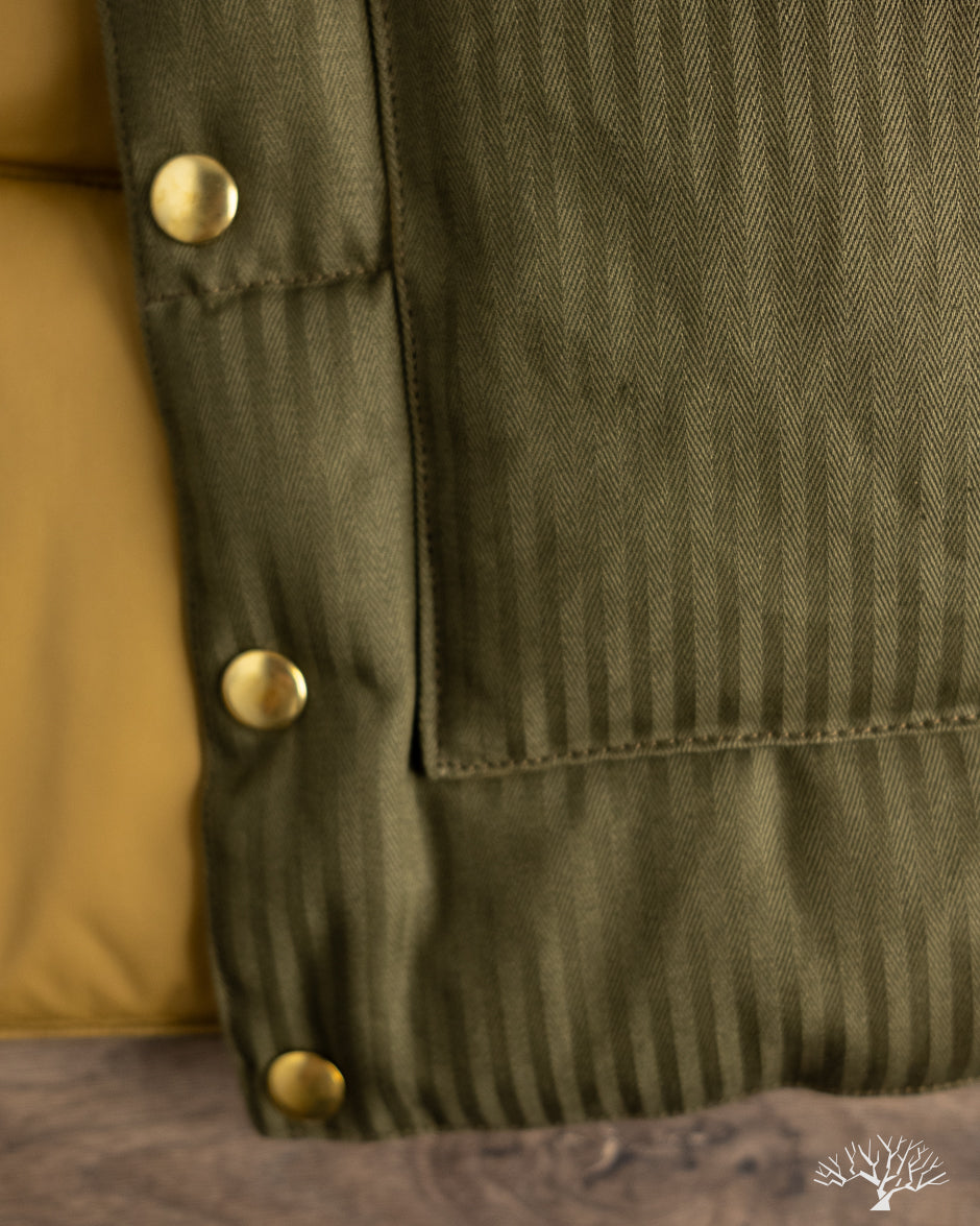 Lot 2226 - Rocky Mountain x Warehouse HBT Down Vest - Olive Drab