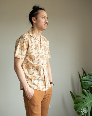 Corridor Palm Handblock Short Sleeve Shirt - Natural