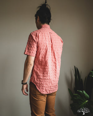 Red Japanese Ripple Jacquard Short-Sleeve Shirt