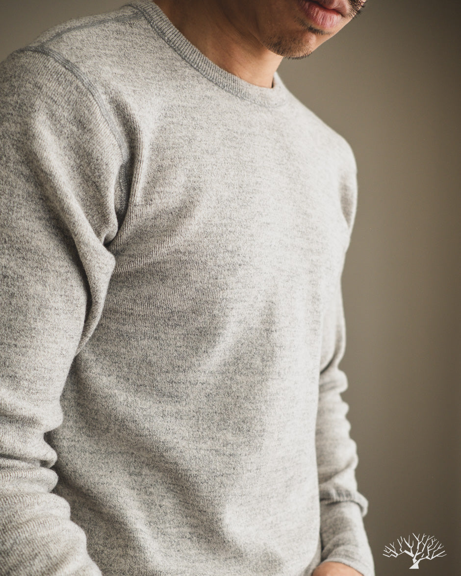 Homespun Knitwear Long Sleeve Marl Rib Sweater - Grey Marl