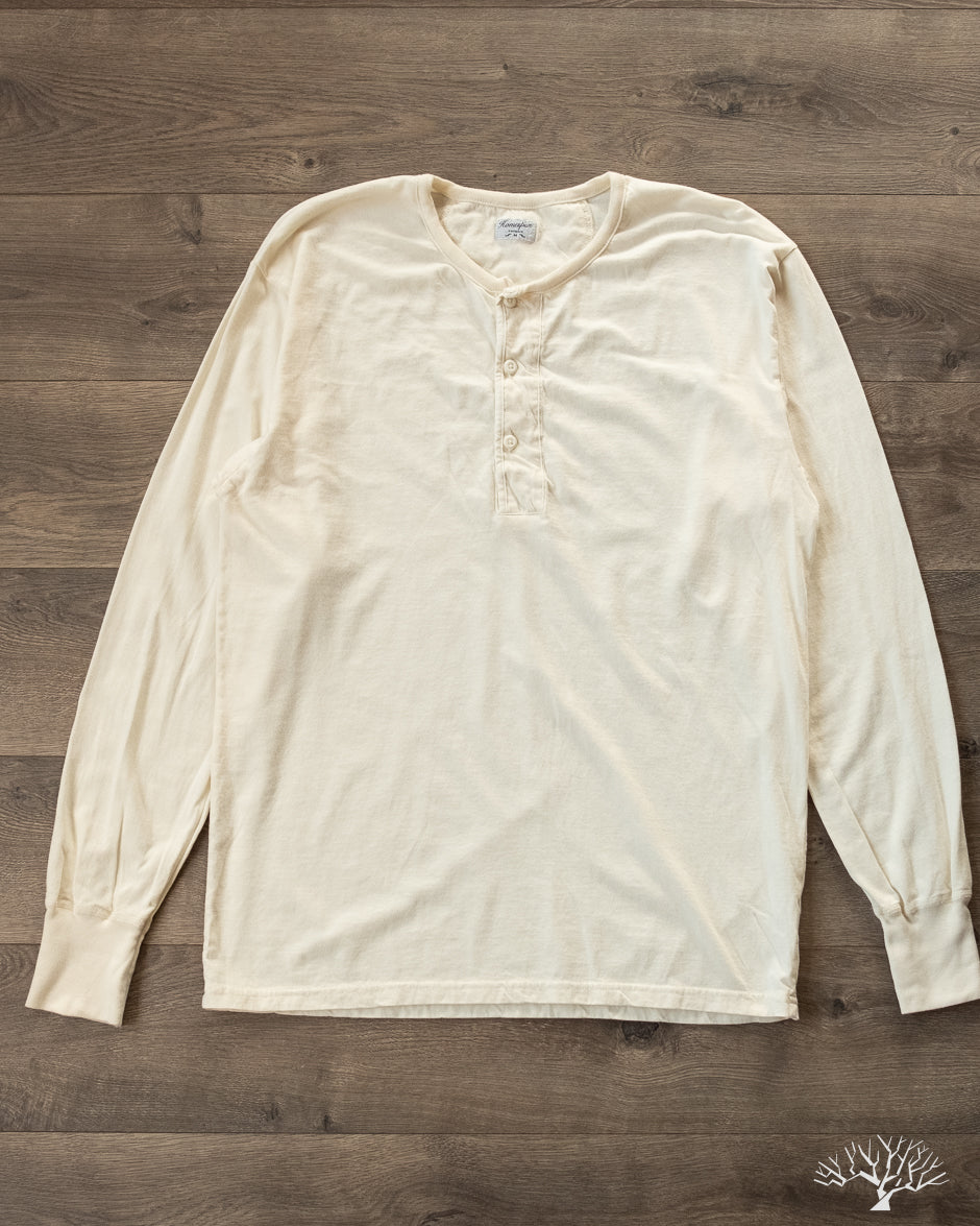 Homespun Knitwear Long-Sleeve Standard Henley - White Sand
