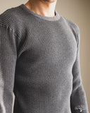 Homespun Knitwear Long Sleeve Thermal Crew - Charcoal Melange