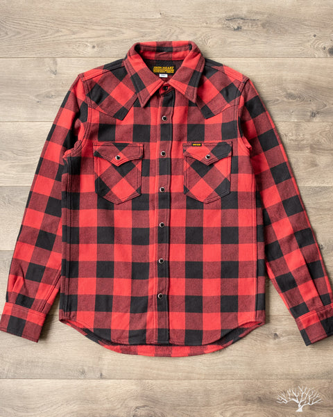 Iron Heart - IHSH-232-RED Ultra Heavy Flannel Buffalo Check Western Shirt