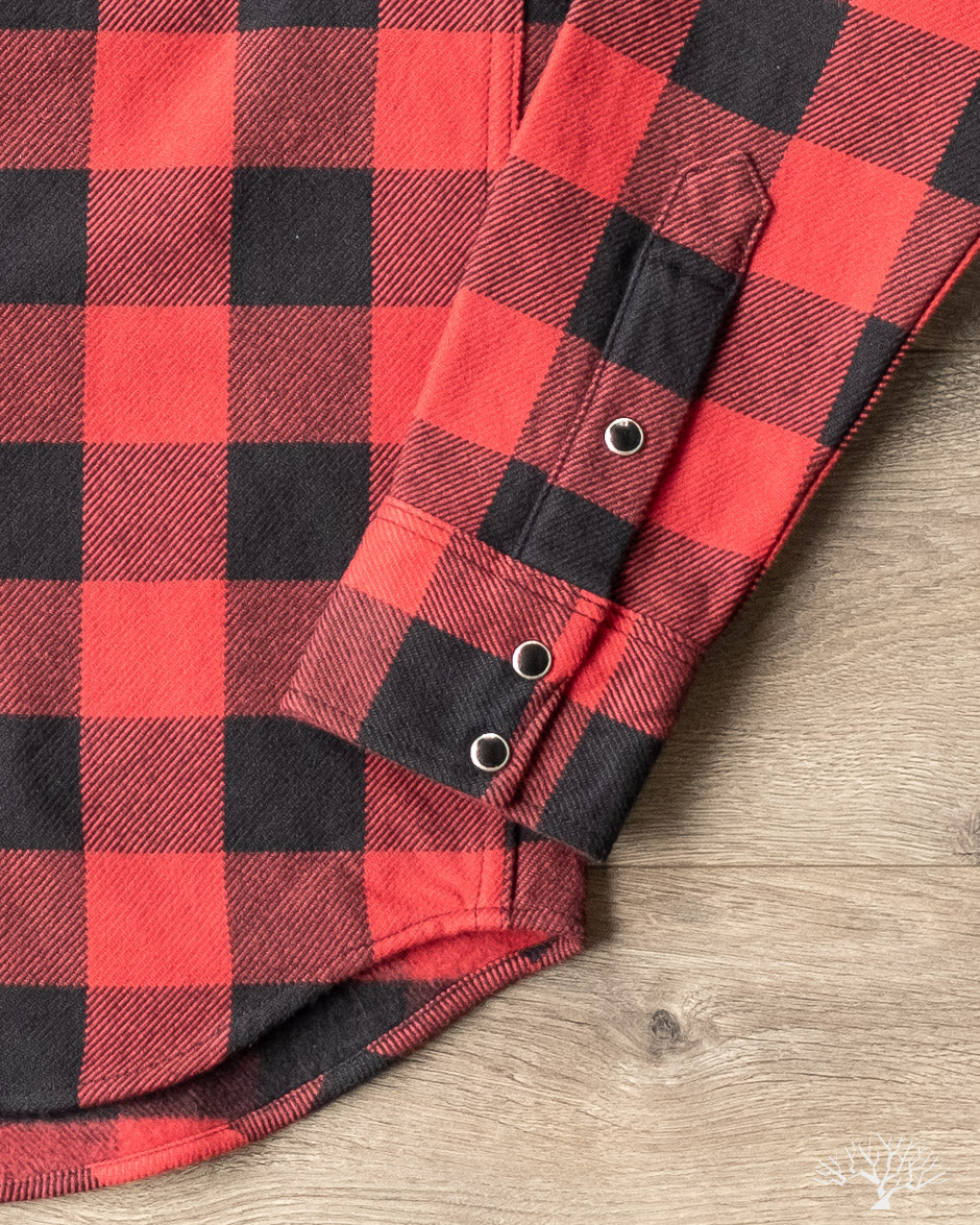 IHSH-232-RED - Ultra Heavy Flannel Western Shirt - Red/Black
