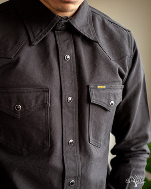 Iron Heart IHSH-235-BLK Military Serge Western Shirt - Black