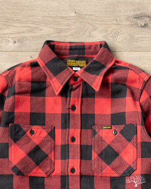 Iron Heart Black And Red Flannel Hoodie IHW-20-RED Wool Buffalo