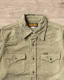 Iron Heart IHSH-330-ODG - 9oz Raised Whipcord Western Shirt - Olive Drab Green