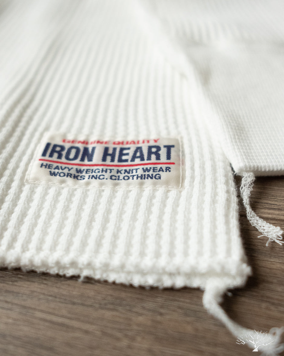 Iron Heart IHTL-1301-WHT - Waffle Knit Long Sleeve Crew Neck Thermal - White