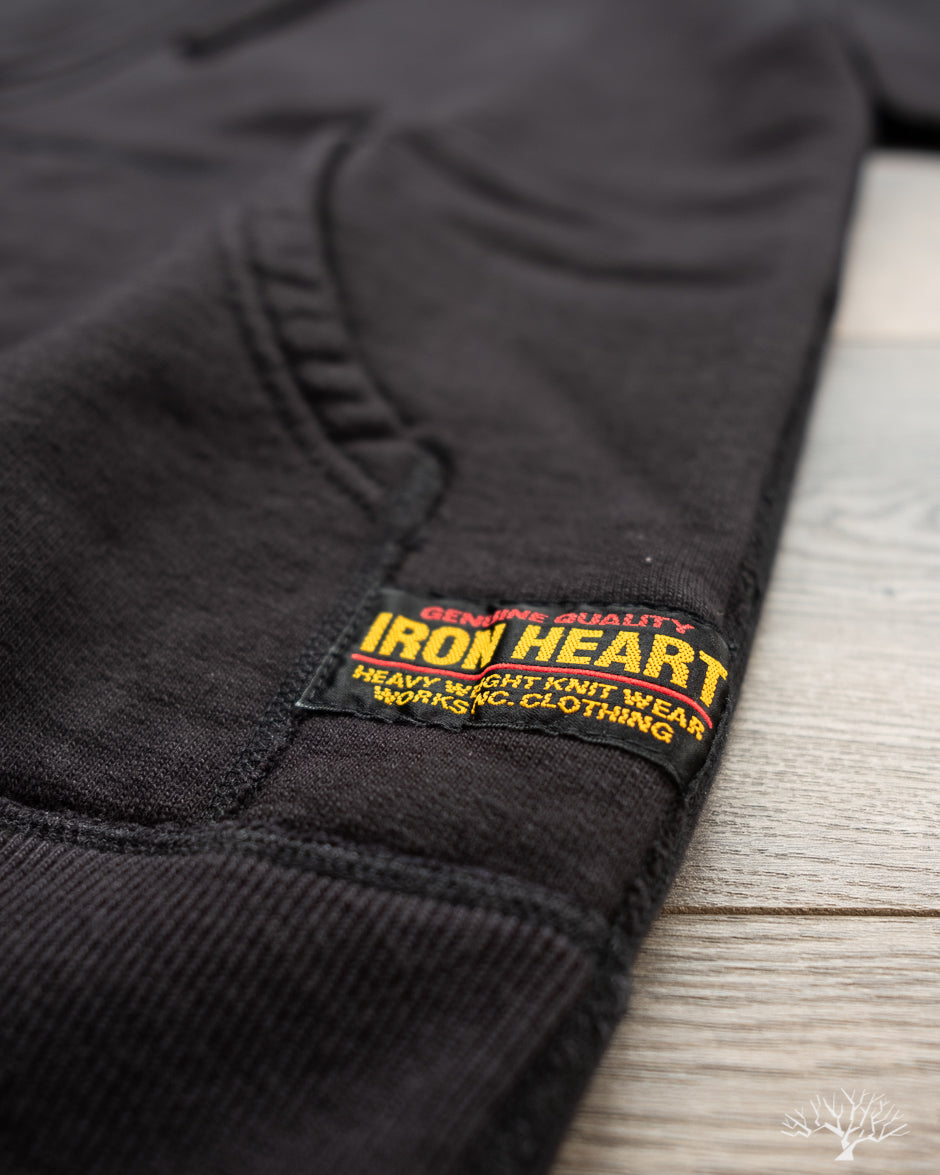 Iron Heart IHSW-10-BLK - Ultra Heavyweight Loopwheel Zip Up Hoody - Black