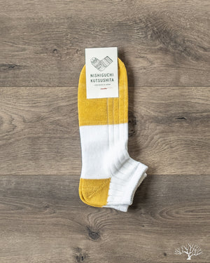Nishiguchi Kutsushita Linen Cotton Anklet Sock Tram Yellow