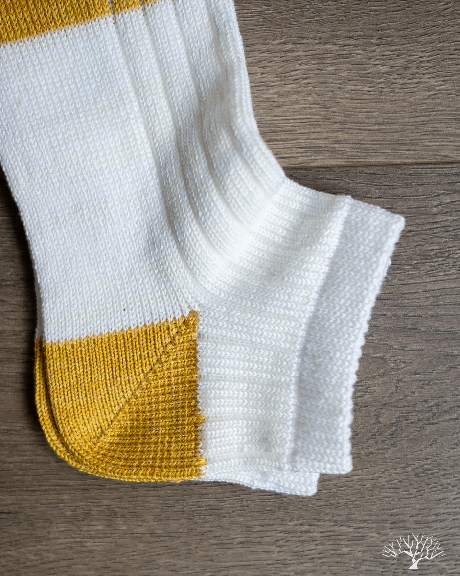 Nishiguchi Kutsushita Linen Cotton Anklet Sock Tram Yellow