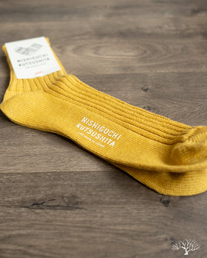Nishiguchi Kutsushita Linen Ribbed Sock Yellow