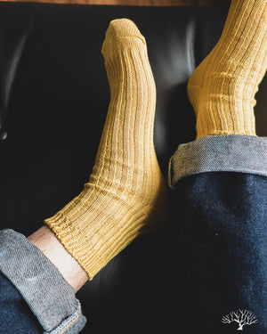 Linen Ribbed Sock - Yellow