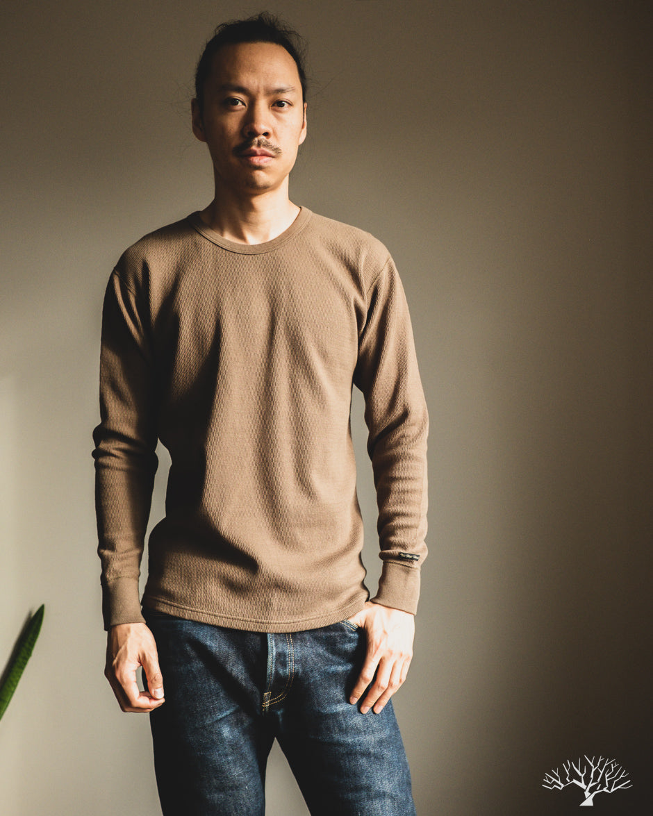 The Flat Head FN-THL-001 - Waffle Knit Thermal - Olive