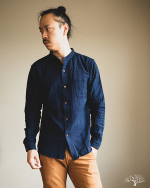 UES Indigo Band Collar Shirt